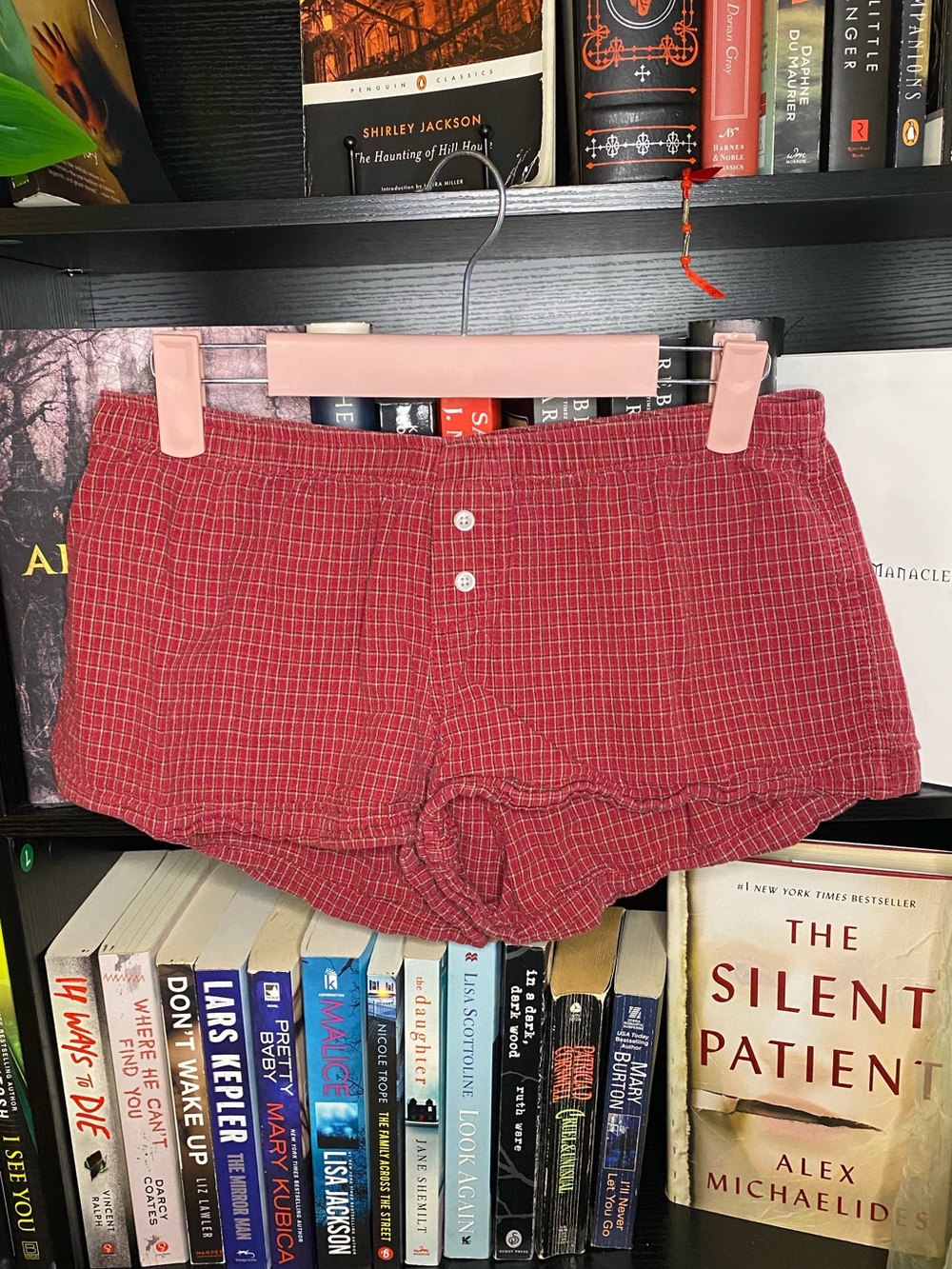 CUTE Brandy Melville Keira Red Burgundy Plaid Mini Sweatshorts